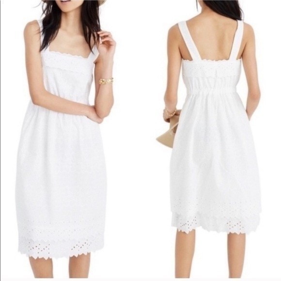 Madewell Dresses & Skirts - Madewell White Tiered Eyelet Midi Dress Size 6